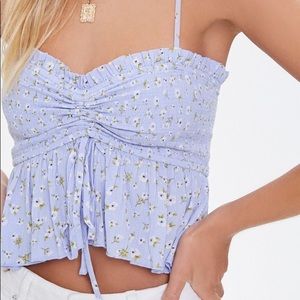 Forever 21 floral smocked crop top size small
